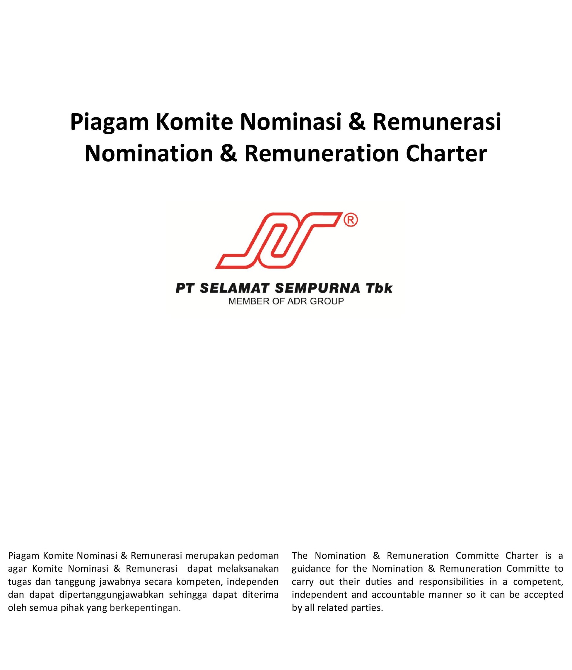 Piagam Komite Nominasi & Remunerasi